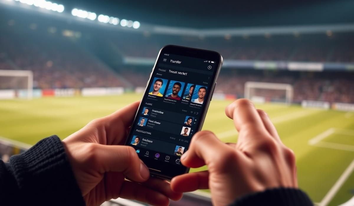 Jogador navegando no Mercado de Transferências do EA FC 26 pelo celular