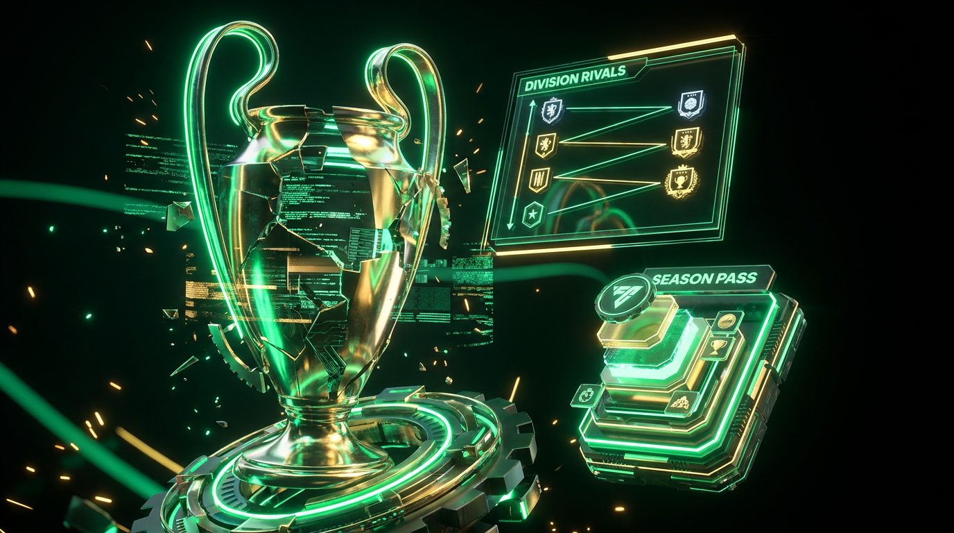 Ilustração do novo menu do Ultimate Team e estrutura competitiva no EA FC 27